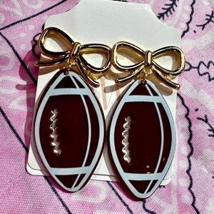 Football gold bow earrings